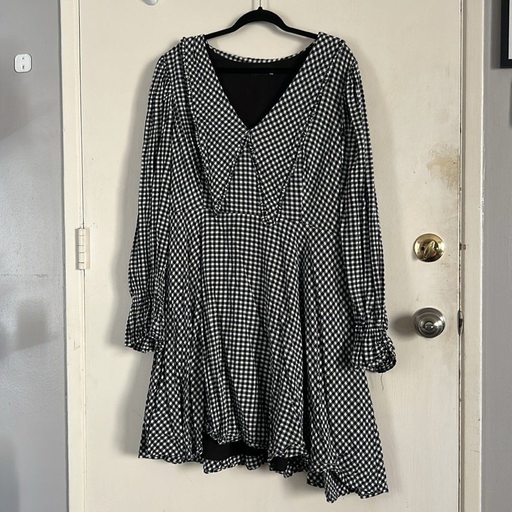 Cider Curve & Plus Gingham Ruffle Sleeve Mini Dress - Picture 2 of 2